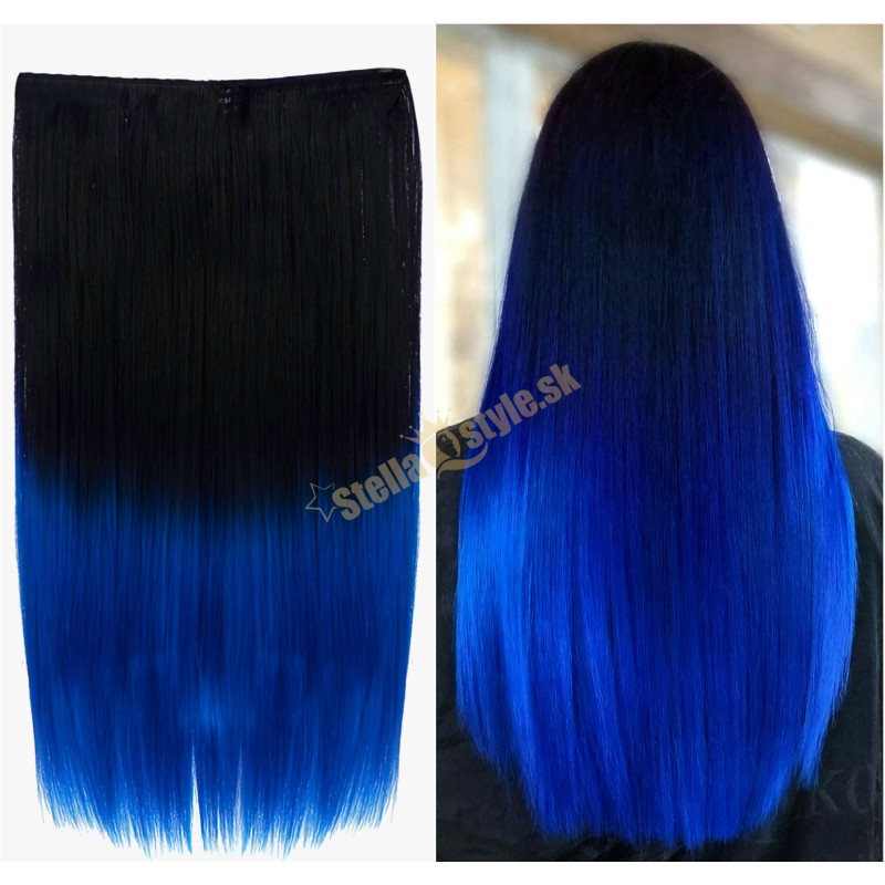 Clip in rýchlopás rovný na predlžovanie a zahustenie vlasov ombre 666 / 1BT BLUE