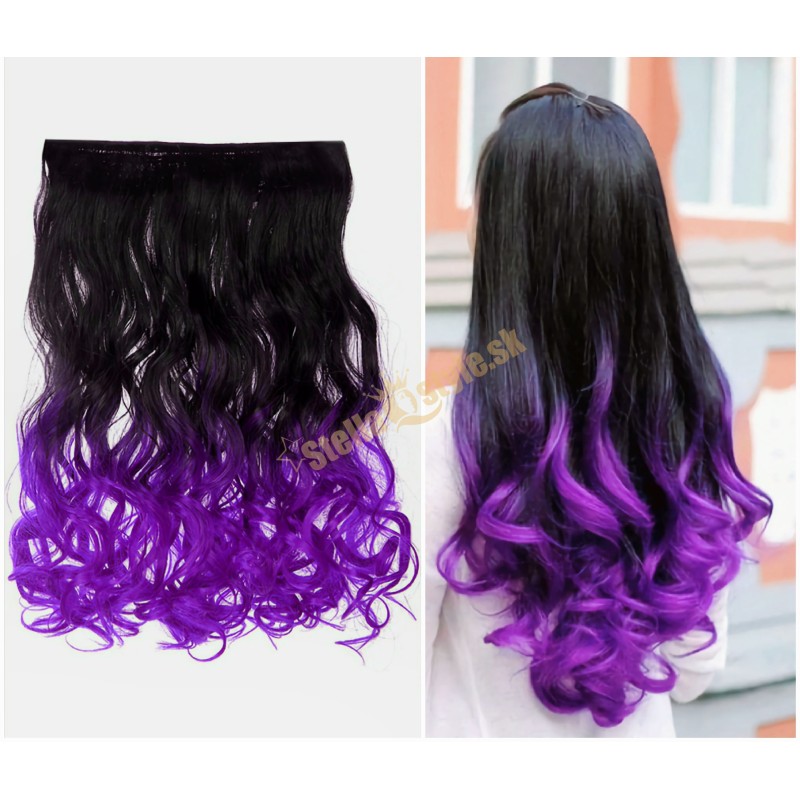 Clip in rýchlopás kučeravý na predlžovanie a zahustenie vlasov ombre 888 / 1BT Purple