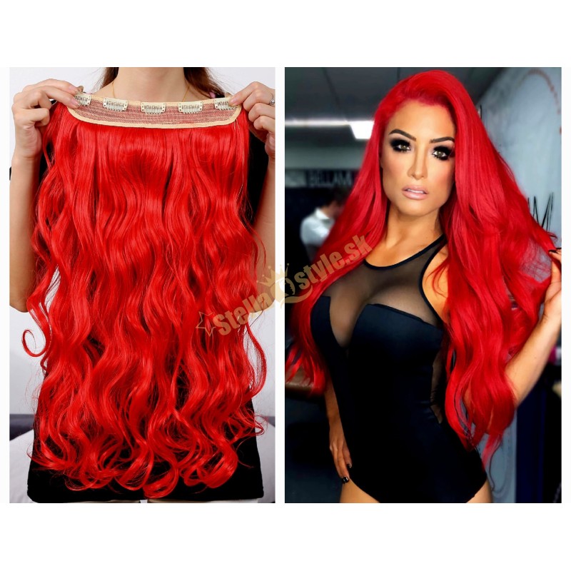Clip in rýchlopás kučeravý na predlžovanie a zahustenie vlasov 888 / red - intenzívna červená