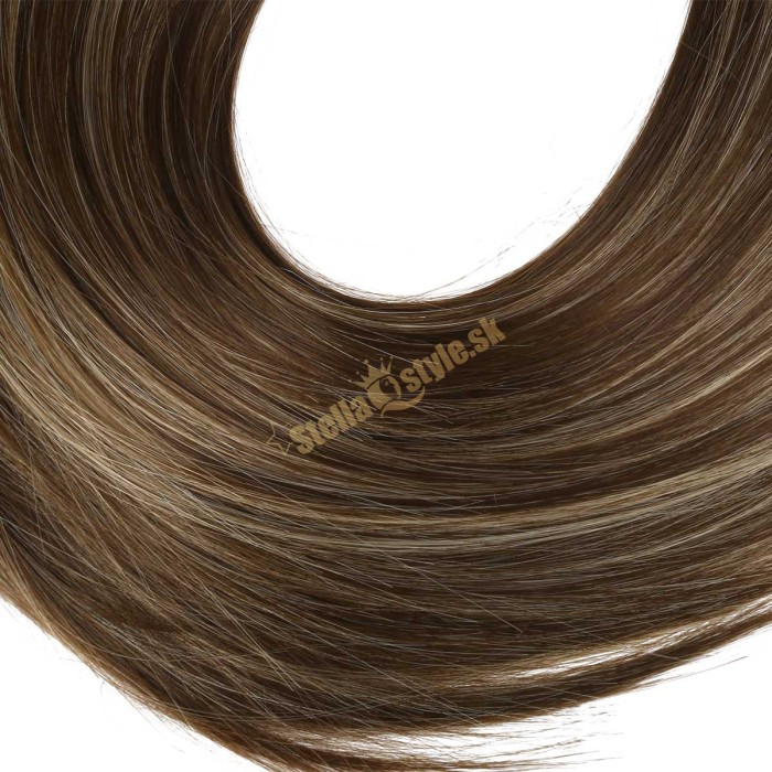 Clip in rýchlopás rovný na predlžovanie a zahustenie vlasov 666 / 9H613 - hnedý melír
