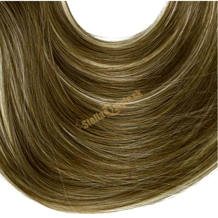 Clip in rýchlopás kučeravý na predlžovanie a zahustenie vlasov 888 / M6PH613 stredohnedý melír